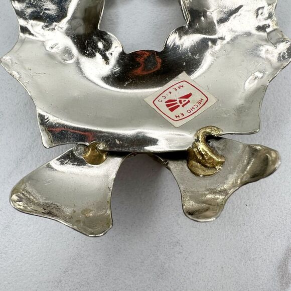 Vintage Mexico Holiday Christmas Wreath Bow Brooch Pin Pendant โจ - Picture 8 of 9